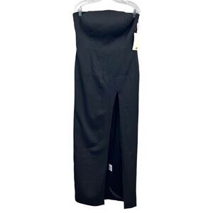 TS Couture Womens Strapless Gown‎ Dress Lined Open Silt Front Black Sz 8*